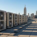 LG Multi V VRF outdoor condenser units on a Manhattan commercial rooftop