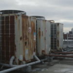 Rooftop VRF condenser units on a Brooklyn commercial building